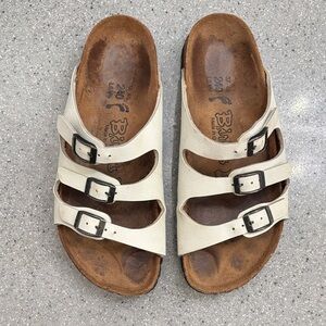 Birkenstock Cream Triple Strap Sandals